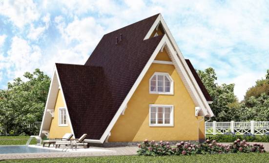 155-008-П Проект двухэтажного дома с мансардным этажом, простой коттедж из дерева Малгобек | Проекты домов от House Expert