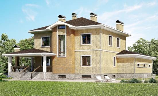 350-002-Л Проект трехэтажного дома, гараж, просторный дом из кирпича Магас | Проекты домов от House Expert