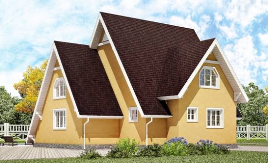 155-008-П Проект двухэтажного дома с мансардным этажом, простой коттедж из дерева Малгобек | Проекты домов от House Expert