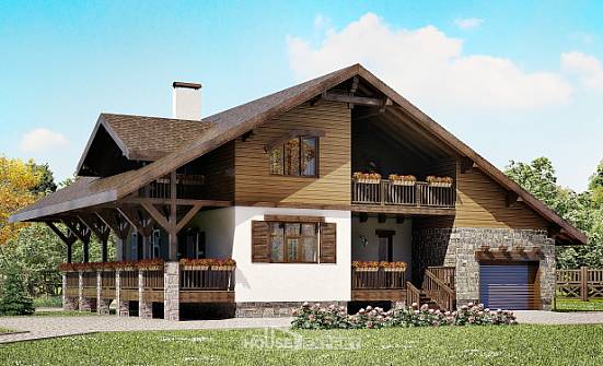220-005-П Проект двухэтажного дома с мансардой, гараж, уютный коттедж из кирпича Назрань | Проекты домов от House Expert