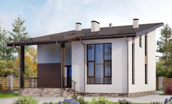 140-005-П Проект двухэтажного дома с мансардой, современный коттедж из теплоблока Магас | Проекты домов от House Expert