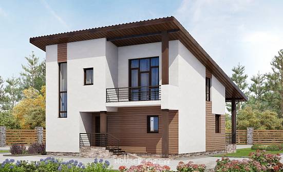 140-005-П Проект двухэтажного дома с мансардой, современный коттедж из теплоблока Магас | Проекты домов от House Expert
