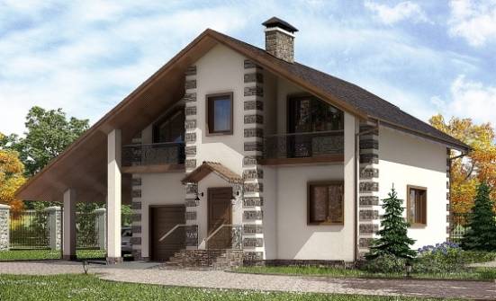 150-003-Л Проект двухэтажного дома мансардой и гаражом, простой коттедж из дерева Назрань | Проекты домов от House Expert