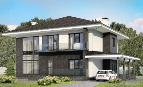 245-002-П Проект двухэтажного дома и гаражом, простой дом из арболита Назрань | Проекты домов от House Expert