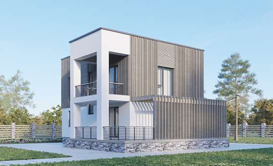 150-017-П Проект двухэтажного дома, скромный загородный дом из бризолита Магас | Проекты домов от House Expert