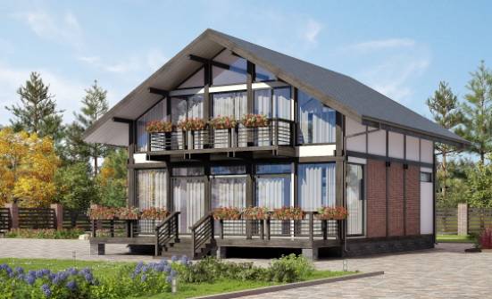 170-007-П Проект двухэтажного дома с мансардным этажом, уютный домик из дерева Магас | Проекты домов от House Expert