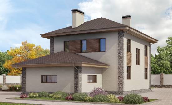 185-004-П Проект двухэтажного дома и гаражом, красивый домик из бризолита Малгобек | Проекты домов от House Expert