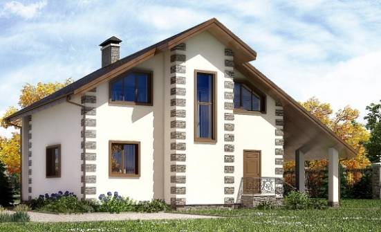 150-003-Л Проект двухэтажного дома мансардой и гаражом, простой коттедж из дерева Назрань | Проекты домов от House Expert