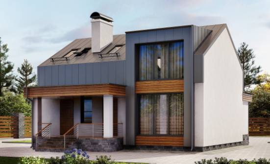 120-004-П Проект двухэтажного дома мансардный этаж, небольшой домик из газобетона Назрань | Проекты домов от House Expert