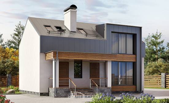 120-004-П Проект двухэтажного дома мансардный этаж, небольшой домик из газобетона Назрань | Проекты домов от House Expert