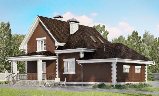 190-003-Л Проект двухэтажного дома с мансардой, гараж, красивый домик из бризолита Назрань | Проекты домов от House Expert