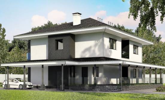 245-002-П Проект двухэтажного дома и гаражом, простой дом из арболита Назрань | Проекты домов от House Expert