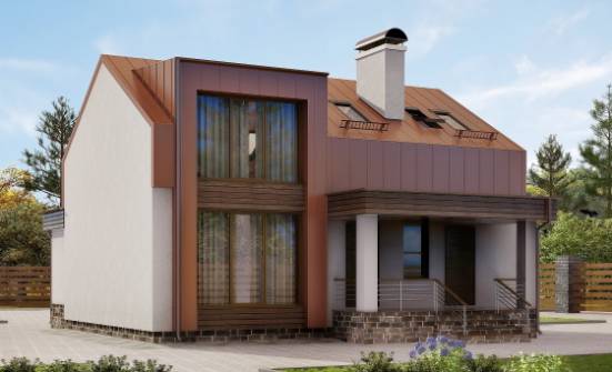 120-004-Л Проект двухэтажного дома с мансардным этажом, красивый загородный дом из газосиликатных блоков Малгобек | Проекты домов от House Expert