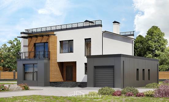 260-002-П Проект двухэтажного дома и гаражом, красивый дом из бризолита Магас | Проекты домов от House Expert