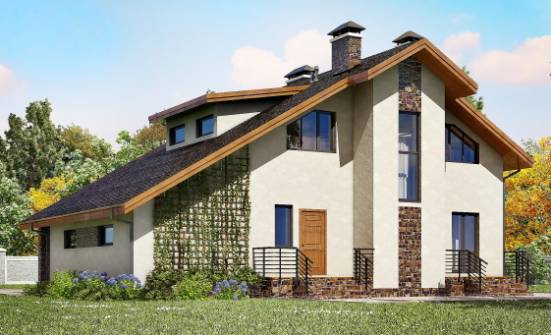 180-008-П Проект двухэтажного дома с мансардой и гаражом, простой коттедж из газобетона Магас | Проекты домов от House Expert