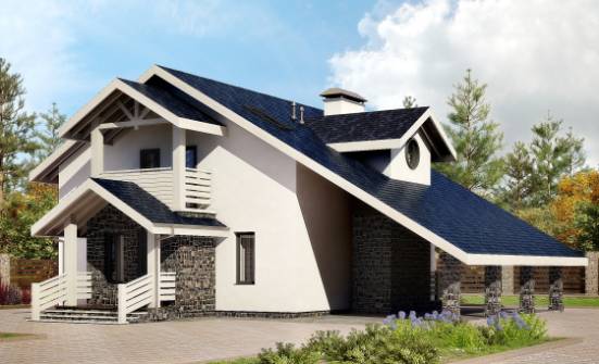 155-010-П Проект двухэтажного дома мансардой, гараж, экономичный дом из бризолита Магас | Проекты домов от House Expert