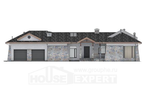 280-004-Л Проект одноэтажного дома и гаражом, красивый коттедж из твинблока Магас, House Expert