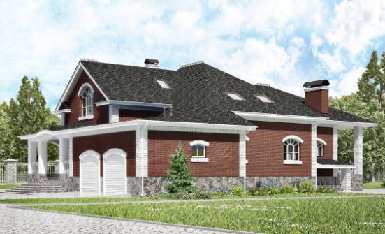 600-001-П Проект трехэтажного дома с мансардой и гаражом, большой загородный дом из теплоблока Малгобек | Проекты домов от House Expert