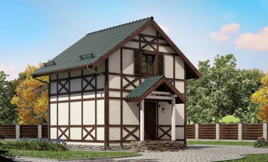 060-002-П Проект двухэтажного дома с мансардой, миниатюрный коттедж из бревен Малгобек | Проекты домов от House Expert