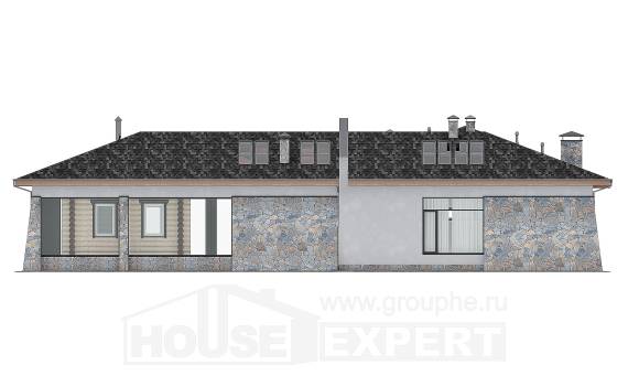 280-004-Л Проект одноэтажного дома и гаражом, большой дом из газобетона Магас, House Expert