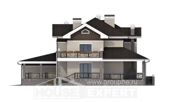365-001-Л Проект трехэтажного дома и гаражом, просторный загородный дом из кирпича Малгобек, House Expert