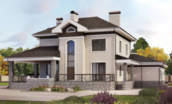 365-001-Л Проект трехэтажного дома, гараж, красивый коттедж из кирпича Малгобек | Проекты домов от House Expert