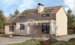 150-015-Л Проект двухэтажного дома мансардный этаж и гаражом, компактный загородный дом из блока Назрань, House Expert