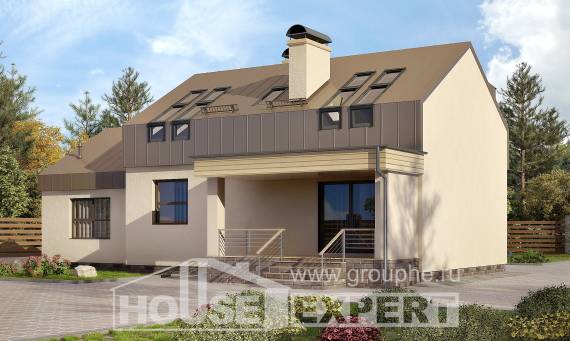 150-015-Л Проект двухэтажного дома мансардный этаж и гаражом, компактный загородный дом из блока Назрань, House Expert