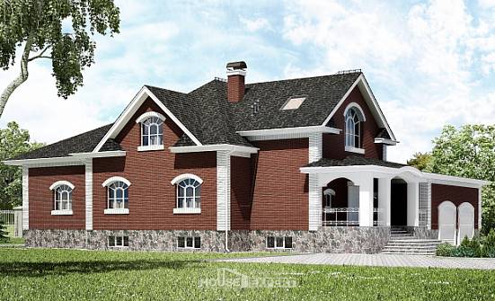 600-001-П Проект трехэтажного дома с мансардой и гаражом, большой загородный дом из теплоблока Малгобек | Проекты домов от House Expert