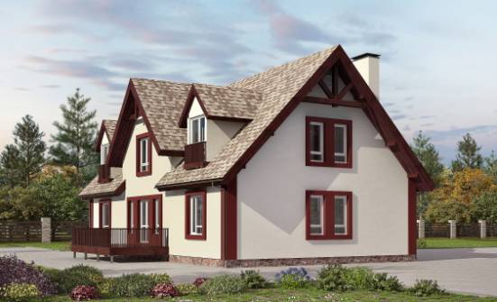 300-008-Л Проект двухэтажного дома мансардой и гаражом, классический домик из бризолита Малгобек | Проекты домов от House Expert