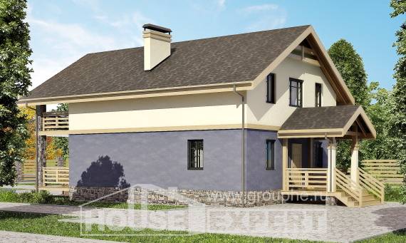 160-010-П Проект двухэтажного дома мансардой, простой загородный дом из арболита Назрань, House Expert