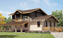 170-004-П Проект двухэтажного дома мансардой, гараж, современный загородный дом из твинблока из бревен Назрань, House Expert