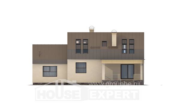 150-015-Л Проект двухэтажного дома мансардой и гаражом, уютный дом из твинблока Малгобек, House Expert