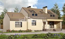150-015-Л Проект двухэтажного дома с мансардой, гараж, красивый коттедж из газобетона Назрань, House Expert