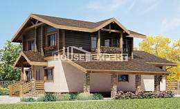 170-004-П Проект двухэтажного дома с мансардой, гараж, скромный загородный дом из твинблока из бревен Малгобек, House Expert