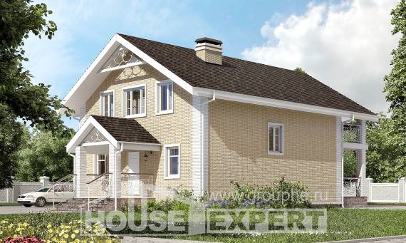 150-007-Л Проект двухэтажного дома мансардой, доступный загородный дом из блока Магас, House Expert