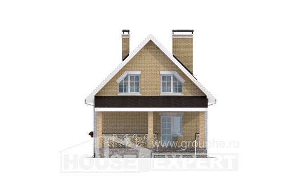 130-004-П Проект двухэтажного дома с мансардой, недорогой коттедж из газосиликатных блоков Магас, House Expert