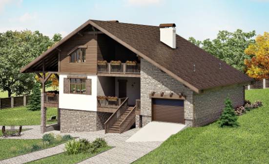 300-003-П Проект трехэтажного дома с мансардой, гараж, классический дом из кирпича Магас | Проекты домов от House Expert