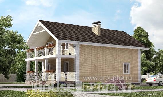 150-007-Л Проект двухэтажного дома мансардой, бюджетный загородный дом из твинблока Малгобек, House Expert